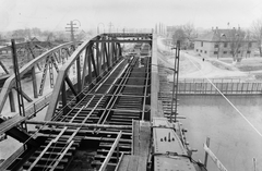 Magyarország, Budapest IX.,Budapest XXI., Ráckevei (Soroksári)-Duna, a Kvassay híd bővítése a csepeli gyorsvasút kiépítésekor., 1951, UVATERV, Budapest, hídépítés, vasútépítés, Fortepan #91446