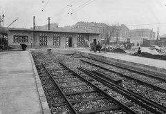 Magyarország, Budapest IX., Boráros tér, a csepeli HÉV végállomásának építése., 1951, UVATERV, HÉV, Skoda 1101/1102 Tudor, Budapest, Fortepan #91448