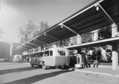 Magyarország, Budapest V., Erzsébet (Sztálin) tér, MÁVAUT autóbusz-pályaudvar., 1949, UVATERV, autóbusz, MÁVAUT-szervezet, pályaudvar, Volán-szervezet, Budapest, Nyiri István-terv, Fortepan #91542