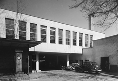 Magyarország, Budapest XIII., Dózsa György út 61., a III. számú Autójavító Nemzeti Vállalat., 1952, UVATERV, benzinkút, automobil, Fiat 500 Topolino, EMW 340, Budapest, Fortepan #91583