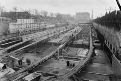 Magyarország, Budapest XIV., Kerepesi út. A metró és a gödöllői HÉV Hungária körúti, tervezett közös végállomásának építése., 1951, UVATERV, Budapest, metróépítés, mélyépítés, Fortepan #91678