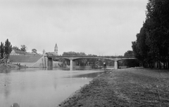 Magyarország, Sárospatak, Bodrog híd, háttérben a református templom., 1960, UVATERV, folyó, Fortepan #91749