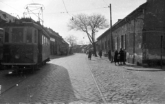 Magyarország, Budapest XXII., Nagytétényi út (Vörös Hadsereg útja), a HÉV végállomása. Jobbra a Szabadság utca torkolata., 1960, UVATERV, járókelő, teherautó, utcakép, életkép, HÉV, Budapest, Fortepan #92058