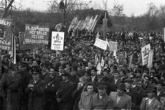 Magyarország, Csenger, a Szamos híd avatása., 1949, UVATERV, tömeg, ünnepség, politika, politikai dekoráció, Fortepan #92090