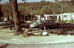 Magyarország,Balaton, Tihany, Motel., 1961, Fortepan/Album001, színes, automobil, Moszkvics 407, rendszám, Simca Aronde, Panhard Dyna, Fortepan #92127