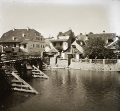 Szlovákia, Besztercebánya, fahíd a Garam folyón., 1939, Ebner, fahíd, Első Szlovák Köztársaság, Fortepan #92160