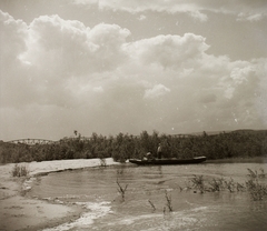 Magyarország, Budapest IV., Palotai-sziget, háttérben az Újpesti vasúti híd., 1940, Ebner, Budapest, Fortepan #92317