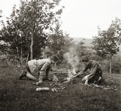 1940, Ebner, tábortűz, Fortepan #92334