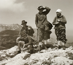 Austria, Schneeberg, kilátás a Waxriegelről a Fischerhütte felé., 1939, Ebner, excursion, tableau, mountain, hilltop, tourist, Fortepan #92426