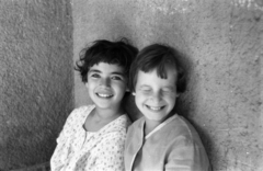 1962, G K, smile, double portrait, closed eyes, Fortepan #92765