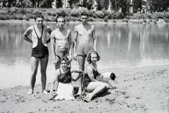 1937, Hegedűs Judit, bathing suit, shore, bath, Fortepan #92972