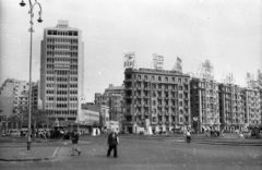 Egyiptom, Kairó, Tahrir tér., 1962, Inkey Tibor, reklám, Skoda-márka, arab írás, BOAC légitársaság, Fortepan #93178