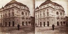 Magyarország, Szeged, Stefánia, Szegedi Nemzeti Színház. A felvétel 1894-ben készült., 1900, Kiss László, Dabasy Fromm Géza, nemzeti színház, Fellner és Helmer-terv, sztereófotó, eklektikus építészet, neobarokk stílus, Ferdinand Fellner Jr.-terv, Hermann Helmer-terv, Fortepan #93354