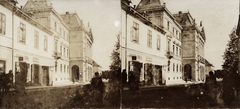 Magyarország, Veszprém, Megyeháza. A felvétel 1894-ben készült., 1900, Kiss László, Dabasy Fromm Géza, neoreneszánsz, üzletportál, középület, sztereófotó, Fisher Simon, Kiss István-terv, Fortepan #93364