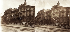 Magyarország, Budapest VIII., Üllői út - Mária utca sarok, Budapesti Tudományegyetem I. sz. Sebészeti Klinika (később Semmelweis Egyetem Bőrgyógyászati Klinika)., 1900, Kiss László, Dabasy Fromm Géza, lovaskocsi, sztereófotó, Budapest, Fortepan #93406