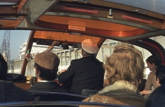 Netherlands, Amsterdam, kikötő., 1972, Lőw Miklós, colorful, bus, port, water bus, sightseeing, vehicle interior, Fortepan #93703