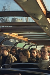 Netherlands, Amsterdam, kikötő., 1972, Lőw Miklós, colorful, bus, port, water bus, sightseeing, Fortepan #93704