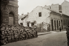 Hungary, Budapest VIII., Szigetvári utca, bal szélen a 7., jobbra az 5. számú romos ház., 1944, Misányi Olivér, bombing, Budapest, Fortepan #93775