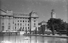 Magyarország, Debrecen, Egyetem és az egyetemi templom., 1963, Fortepan/Album004, templom, egyetem, toronyóra, eklektikus építészet, neobarokk stílus, Boros József-terv, Fortepan #93860