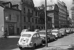 Svájc, Genf, Avenue de Frontenex, a Rue de la Chapelle saroktól a Place des Eaux-Vives felé nézve., 1966, Fortepan/Album004, felirat, utcakép, rendszám, Volkswagen Bogár, Fiat 600, Ford Anglia, Fortepan #93878