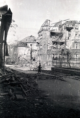 Hungary, Budapest VI., Lendvay utca, jobbra a Munkácsy Mihály utca., 1944, Pálfi András, bombing, damaged building, Budapest, Fortepan #93929