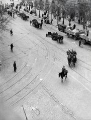 Magyarország, Budapest IX., Ferenc körút a Mester utcánál., 1941, Vaskapu utca, tüzérség, Budapest, madártávlat, Fortepan #94392