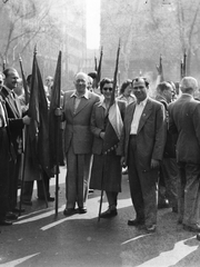 Hungary, Budapest V., Szabadság tér a Széchenyi utca környékén, szemben a Nádor utca, jobbra a Tözsdepalota., 1954, Vaskapu utca, Budapest, march, Fortepan #94446