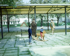 Magyarország, Budapest XI., Dávid Ferenc utca, játszótér., 1968, UVATERV, játszótér, színes, hintaló, mászóka, Budapest, Fortepan #94794