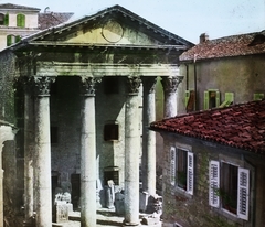 Croatia, Pula, Augustus templom., 1908, Magyar Földrajzi Múzeum / Diagyűjtemény, ancient culture, venetian blind, Austro-Hungarian Empire, Fortepan #95044