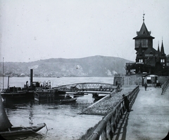 Németország, Rüdesheim am Rhein, Rajna-part, kikötő., 1911, Magyar Földrajzi Múzeum / Diagyűjtemény, kikötő, gőzhajó, Fortepan #95056