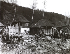 Románia,Erdély, Verespatak, aranytartalmú érc aprítására szolgáló un. aranyzúzó., 1907, Magyar Földrajzi Múzeum / Diagyűjtemény, malom, vízkalapács, Fortepan #95143