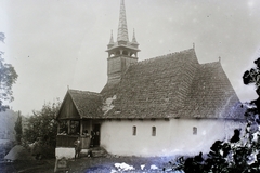 Romania,Transylvania, Surduc, görögkatolikus templom., 1908, Magyar Földrajzi Múzeum / Kerekes J. Zoltán, church, wood shingles, bell tower, shingle, church garden, turret, Fortepan #95233