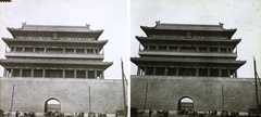 Kína, Peking, városfal és a Hata-Men (Chongwenmen) kapu., 1910, Magyar Földrajzi Múzeum / Károssy Csaba, pagoda, sztereófotó, fal, Fortepan #95278