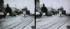 Monaco, Monte-Carlo, Avenue d'Ostende az Avenue Princesse Alice felé nézve, háttérben a Hotel de Paris., 1904, Magyar Földrajzi Múzeum / Károssy Csaba, sínpálya, sztereófotó, Fortepan #95296