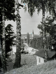 Szlovákia, Igló, a város látképe, középen a Szűz Mária mennybevétele templom (Kostol Nanebovzatia Panny Márie)., 1929, Schermann Ákos, Schermann Szilárd, Csehszlovákia, Fortepan #95362