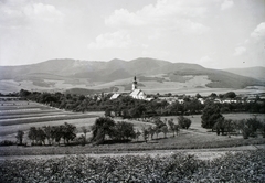 Slovakia, Vyšný Medzev, a település látképe, középen a katolikus templom., 1931, Schermann Ákos, Schermann Szilárd, Czechoslovakia, landscape, Catholic Church, Fortepan #95438