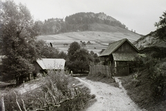 Szlovákia, Felsőhéve, szemben a hegyen az Okrúhle szikla., 1939, Schermann Ákos, Schermann Szilárd, tájkép, Első Szlovák Köztársaság, Fortepan #95635