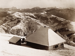 Ukraine,Zakarpattia Oblast, Rakhiv, kilátás a Máramarosi-havasok felé., 1941, Schermann Ákos, landscape, snowy landscape, Fortepan #95791