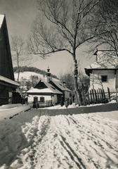 Slovakia, Teplička, Fő utca., 1931, Schermann Ákos, Czechoslovakia, winter, snow, lath fence, Fortepan #95805