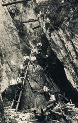 Szlovákia, Szlovák Paradicsom Nemzeti Park, Hernád-áttörés, Karthauzi út., 1928, Schermann Ákos, Csehszlovákia, létra, Fortepan #95873