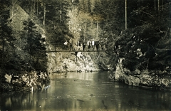 Szlovákia, Szlovák Paradicsom Nemzeti Park, Hernád-völgy., 1928, Schermann Ákos, Csehszlovákia, híd, folyó, Fortepan #95882