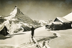 Olaszország,Svájc, Pennini-Alpok, Matternhorn., 1927, Schermann Ákos, tél, hó, hegy, síelés, Fortepan #95902