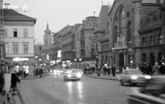 Magyarország, Budapest IX., Fővám (Dimitrov) tér, Központi Vásárcsarnok., 1972, Fortepan, neonreklám, villamos, éjszaka, vásárcsarnok, FVV CSM-2/CSM-4, Budapest, Pecz Samu-terv, Fortepan #9595