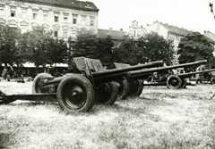 Magyarország, Budapest XII., Vérmező, háttérben a Krisztina körút házsora., 1941, Schermann Ákos, löveg, Budapest, Fortepan #95976