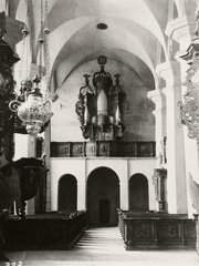 Slovakia, Levoča, Kolostor utca (Kláštorská ulica), Régi minorita templom (vagy Gimnáziumi templom)., 1930, Schermann Ákos, church interior, organ, Fortepan #95990