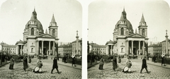 Lengyelország, Varsó, Három kereszt tér (Plac Trzech Krzyży), Szent Sándor-templom (Kościół św. Aleksandra)., 1900, Schermann Ákos, templom, katolikus, sztereófotó, neoklasszicizmus, Chrystian Piotr Aigner-terv, Fortepan #96092