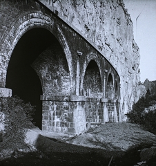 Ausztria, Breitenstein, Semmeringbahn, kis viadukt a Krausel alagút után Breitenstein felé., 1905, Schermann Ákos, vasúti híd, Fortepan #96103