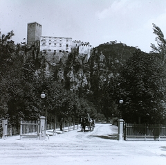 Ausztria, Baden, Rauhenstein várának romjai., 1905, Schermann Ákos, lovaskocsi, vár, Fortepan #96105