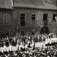 Magyarország, budai Vár, Budapest I., Úri utca 24. Szent Jobb körmenet., 1949, Buzinkay Géza, Budapest, körmenet, Fortepan #96207