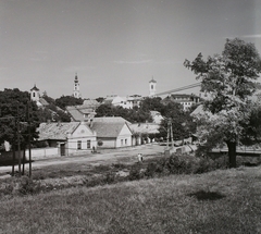 Magyarország, Szentendre, előtérben a Bükkös part, jobbra a piac. A kép közepén, a bal oldali ház helyén ma a 11-es út húzódik., 1971, Kotnyek Antal, Fortepan #96441